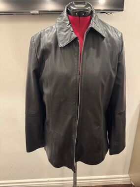 Vintage Black Faux Leather jacket with Subtle Seam Detail